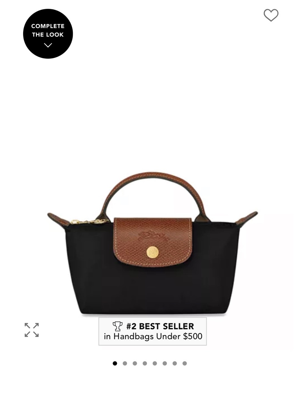Longchamp Black Nylon Top-Handle Tote with Brown Leather Trim